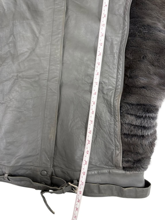 GIACCA DONNA VINTAGE IN PELLICCIA/PELLE GRIGIO/MARRONE L/XL