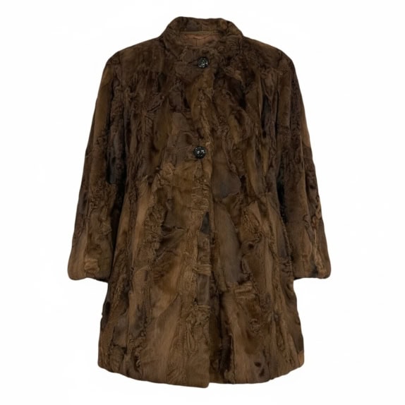 VINTAGE WOMEN'S FUR COAT BROWN M/L