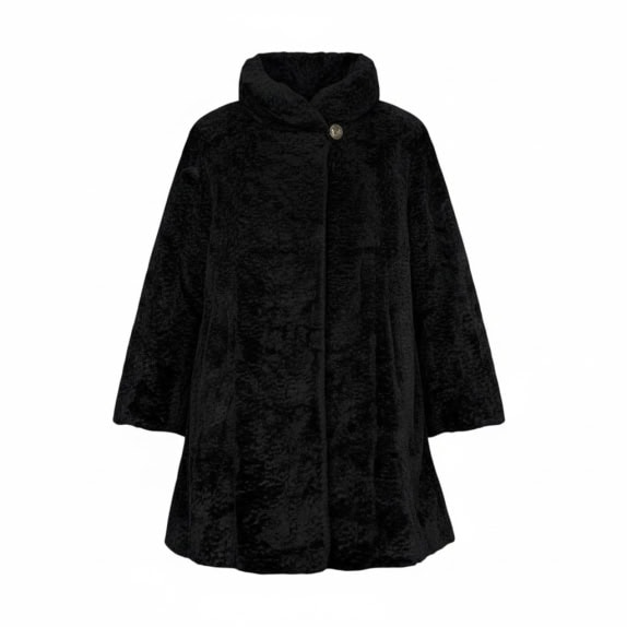 VINTAGE WOMEN'S FUR COAT BLACK L