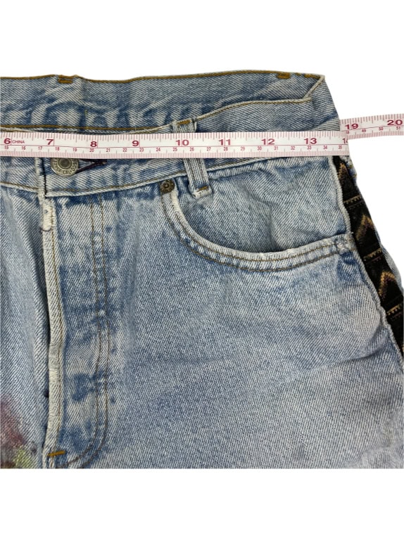 JEANS DONNA VINTAGE LEVI\'S IN DENIM CUSTOM DIPINTI XS