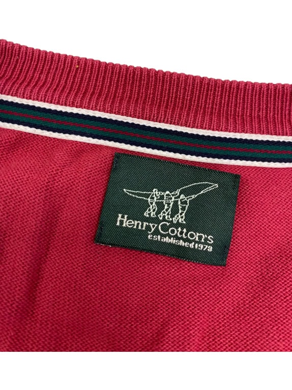 VINTAGE HENRY COTTON'S ΠΟΥΛΟΒΕΡ ΛΑΙΜΟΚΟΨΗ V ΚΟΚΚΙΝΟ ΑΝΔΡΙΚΟ L/XL