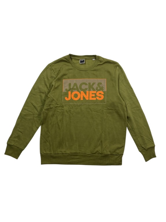 VINTAGE JACK & JONES FELPA CON STAMPA LOGO VERDE OLIVA DA UOMO L