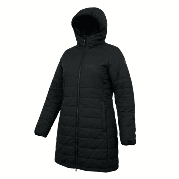 VINTAGE JACK WOLFSKIN BLACK QUILTED JACKET/COAT WITH HOOD