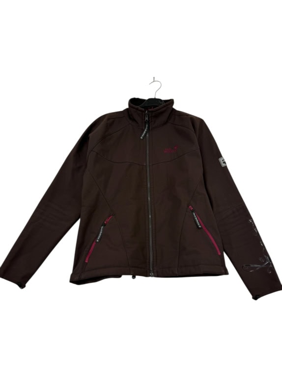 VINTAGE JACK WOLFSKIN SOFTSHELL ΜΠΟΥΦΑΝ ΚΑΦΕ ΜΕ ΦΟΥΞΙΑ ΛΕΠΤΟΜΕΡΕΙΕΣ ΓΥΝΑΙΚΕΙΟ