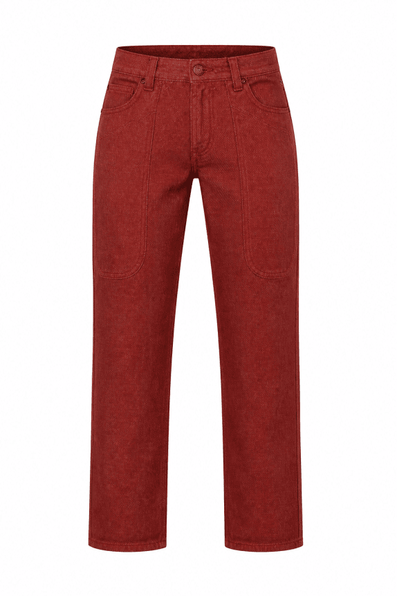 VINTAGE JECKERSON DENIM PANTS WITH KNEE PATCHES RED MALE XS