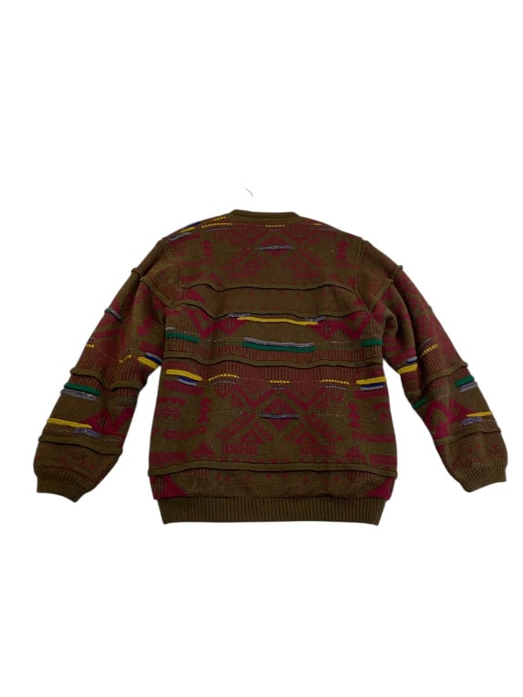 VINTAGE JOHN TAILOR KNIT CARDIGAN WITH GEOMETRIC PATTERNS MULTICOLOR MEN S L XL
