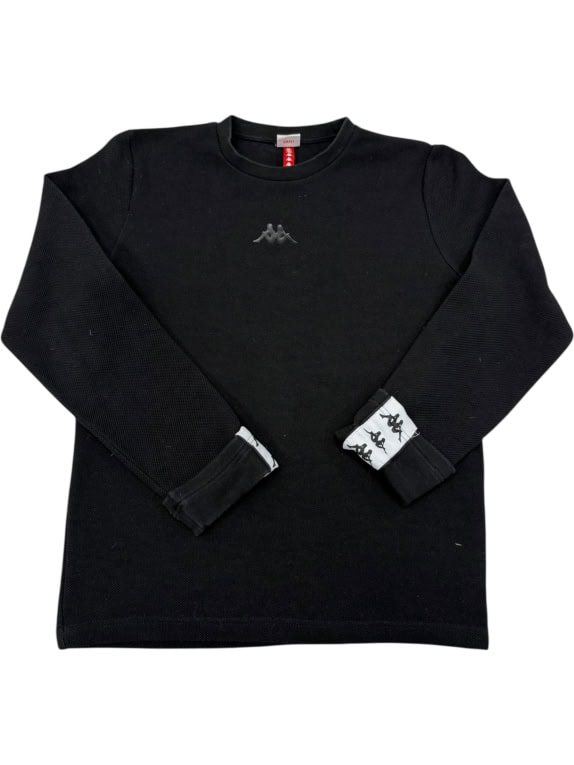 VINTAGE KAPPA BLACK LONG SLEEVE T-SHIRT S