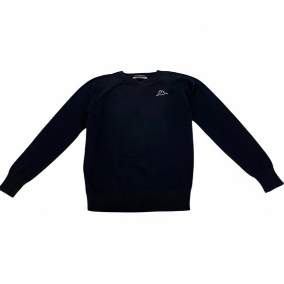 VINTAGE KAPPA V-NECK SWEATER LOGO DARK BLUE MENS M