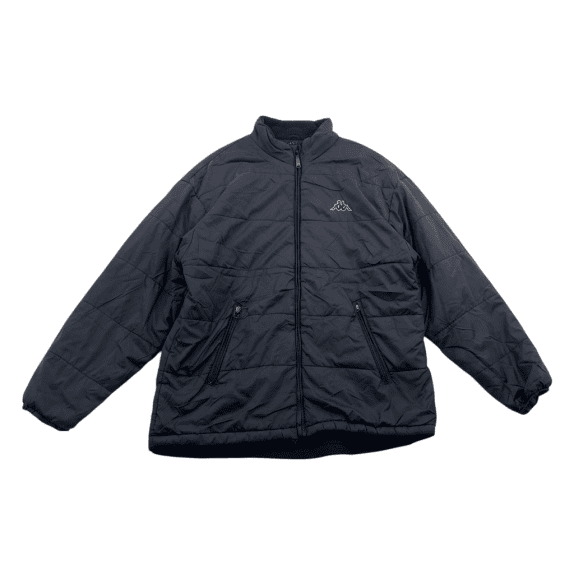 VINTAGE KAPPA PUFFER FLEECE LINED JACKET BLACK MEN'S L XL