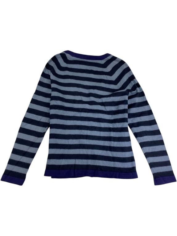 LACOSTE VINTAGE cardigan lavorato a maglia a righe blu da donna XS