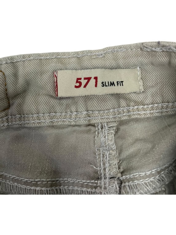VINTAGE LEVI'S 571 SLIM FIT JEAN TROUSERS BEIGE/GREY S