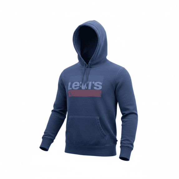 Felpa con cappuccio vintage Levi\'s con logo blu da uomo M