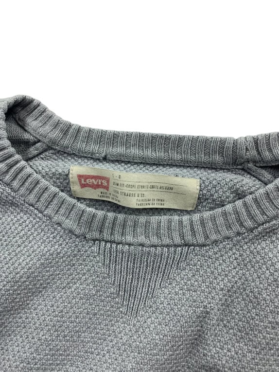 VINTAGE LEVI'S KNITTED SWEATER SLIM FIT GREY MEN'S L