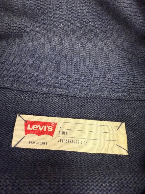 VINTAGE LEVI\'S cardigan lavorato a maglia con collo sciallato da uomo blu L