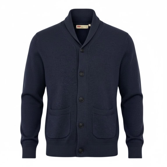VINTAGE LEVI\'S cardigan lavorato a maglia con collo sciallato da uomo blu L