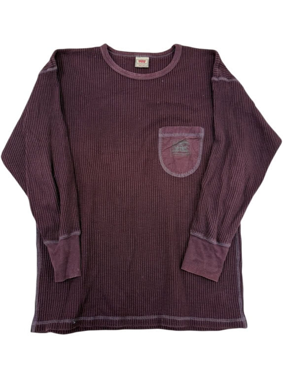 VINTAGE LEVI'S - Thermal Waffle Knit - Μπορντό/Δαμασκηνί - L