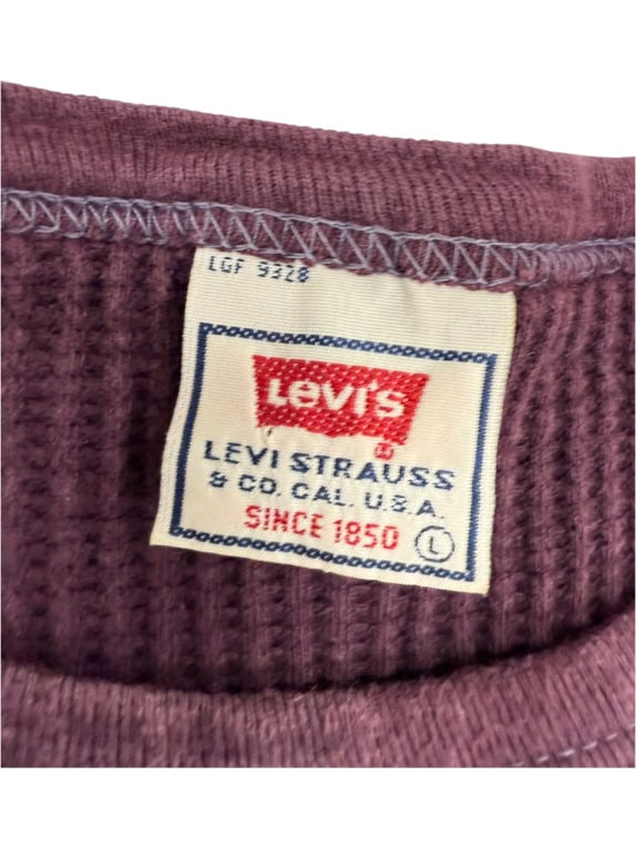 VINTAGE LEVI'S - Thermal Waffle Knit - Μπορντό/Δαμασκηνί - L