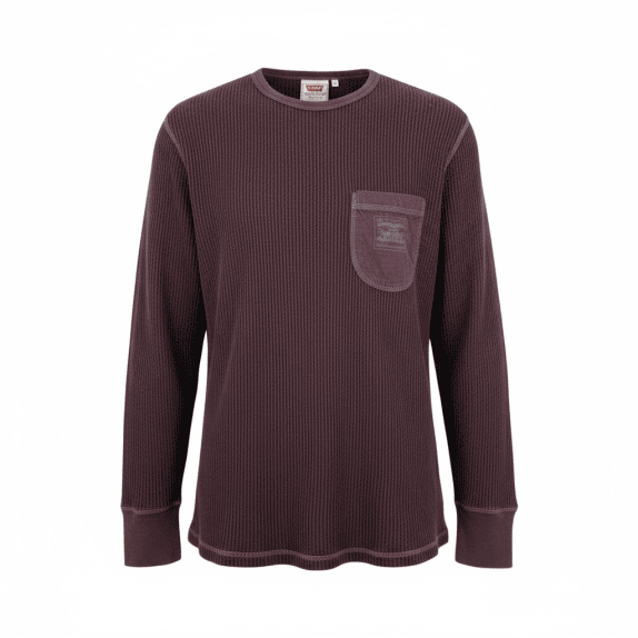 VINTAGE LEVI'S - Thermal Waffle Knit - Μπορντό/Δαμασκηνί - L