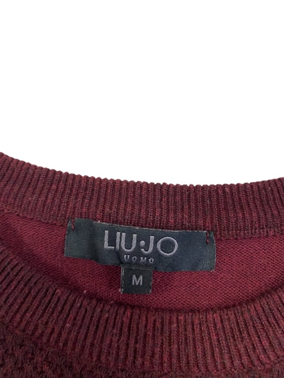 VINTAGE LIU JO UOMO ΠΛΕΚΤΗ ΜΠΛΟΥΖΑ ΜΕ ΣΤΡΟΓΓΥΛΗ ΛΑΙΜΟΚΟΨΗ ΜΠΟΡΝΤΟ ΑΝΔΡΙΚΗ M