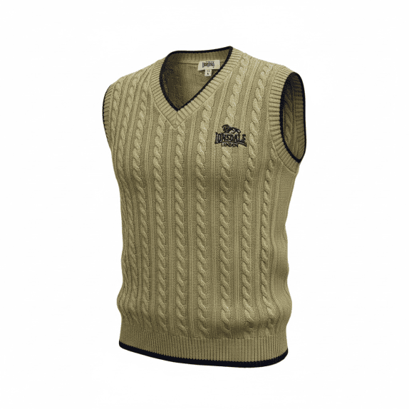 VINTAGE LONSDALE LONDON ΠΛΕΚΤΟ ΓΙΛΕΚΟ ΜΕ ΚΟΣΜΗΜΑ BEIGE ΑΝΔΡΙΚΟ L