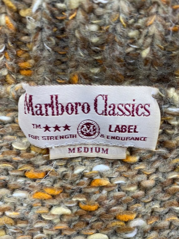 VINTAGE MARLBORO CLASSICS ΖΑΚΕΤΑ ΠΛΕΚΤΗ ΜΕ ΚΟΥΜΠΙΑ ΚΑΦΕ ΜΕΛΑΝΖΕ ΓΥΝΑΙΚΕΙΑ M