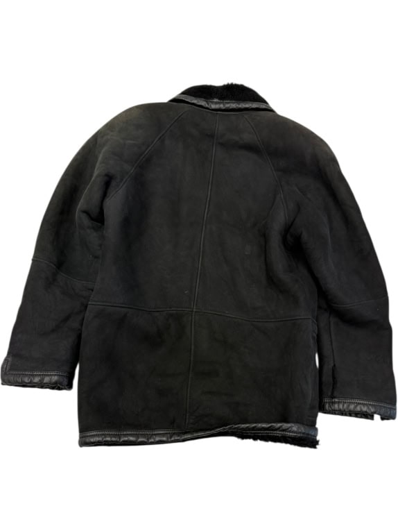 VINTAGE ΜΑΥΡΟ ΔΕΡΜΑΤΙΝΟ ΠΑΛΤΟ ΜΟΥΤΟΝ M/L