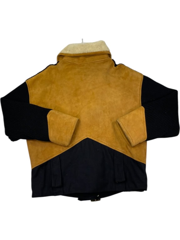 VINTAGE MORETTI MEN'S SHEARLING JACKET WITH KNIT DETAILS XL/XXL