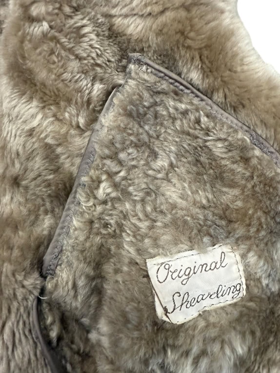 VINTAGE MUFLONE ΓΥΝΑΙΚΕΙΟ ΔΕΡΜΑΤΙΝΟ SHEARLING ΠΑΛΤΟ ΜΕ ΚΟΥΚΟΥΛΑ M/L