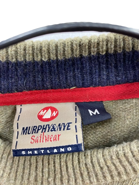 VINTAGE MURPHY & NYE ΠΛΕΚΤΟ ΠΟΥΛΟΒΕΡ ΣΤΡΟΓΓΥΛΗ ΛΑΙΜΟΚΟΨΗ ΛΑΔΙ ΑΝΔΡΙΚΟ M