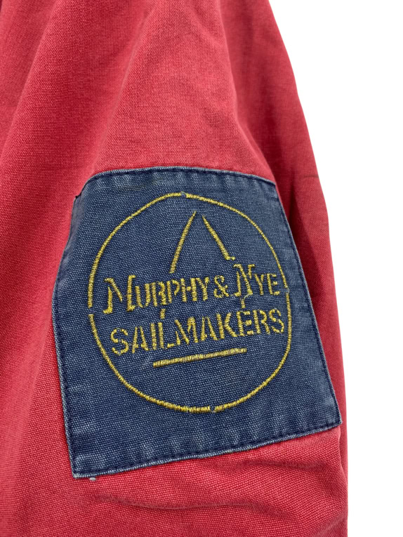 VINTAGE MURPHY & NYE SAILMAKERS GIACCA CON COLLETTO IN VELLUTO A COSTE ROSSA DA UOMO L XL