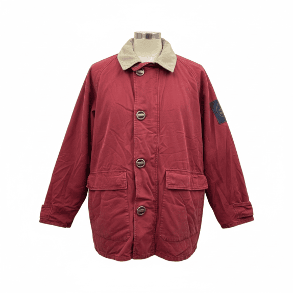 VINTAGE MURPHY & NYE SAILMAKERS GIACCA CON COLLETTO IN VELLUTO A COSTE ROSSA DA UOMO L XL