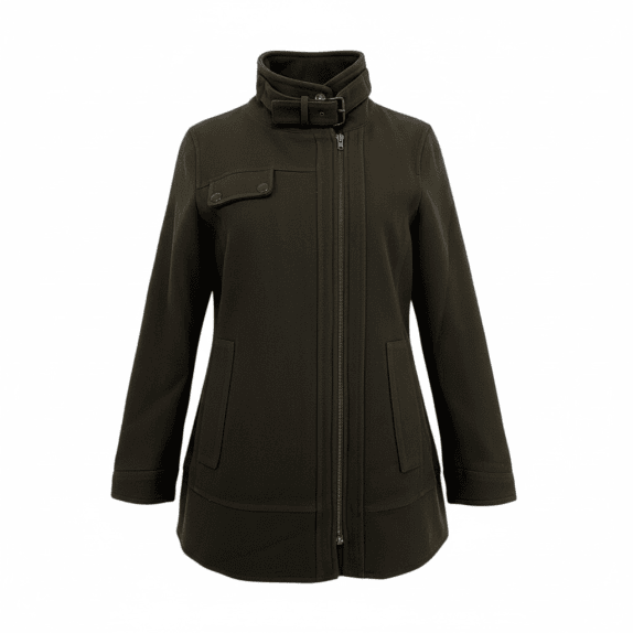 VINTAGE NEWPENNY giacca con zip laterale e cintura al collo marrone scuro da donna S M