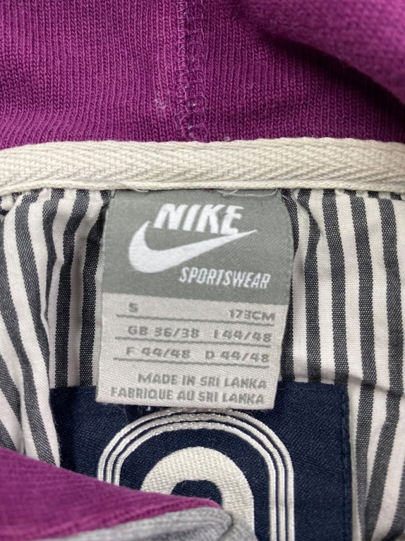 Felpa con cappuccio vintage Nike a righe con logo grigio/viola da uomo S