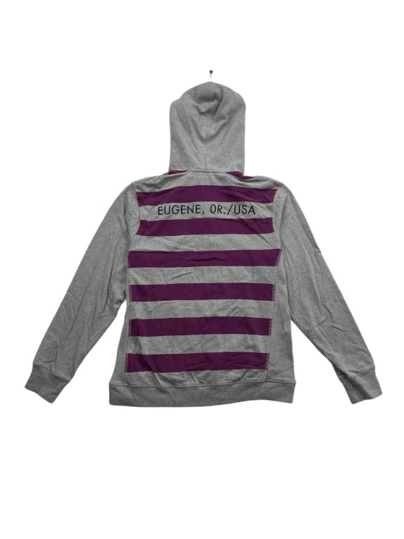 Felpa con cappuccio vintage Nike a righe con logo grigio/viola da uomo S