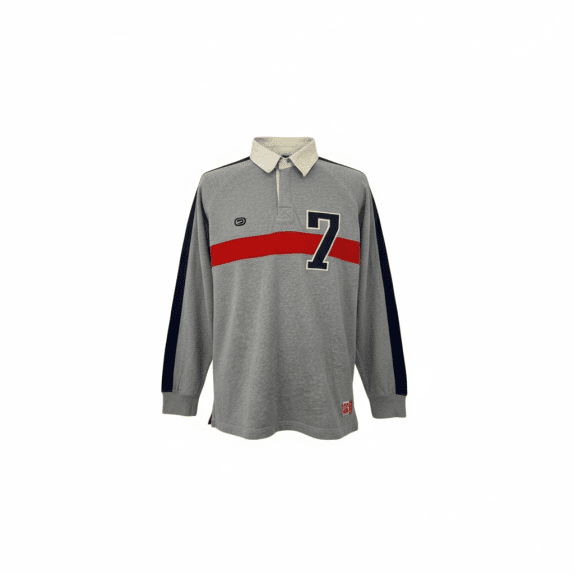 VINTAGE Nike Rugby Μπλούζα Μακρυμάνικη Γκρι 7 M