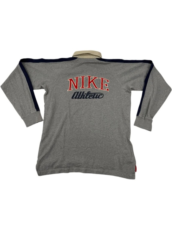 VINTAGE Nike Rugby Μπλούζα Μακρυμάνικη Γκρι 7 M