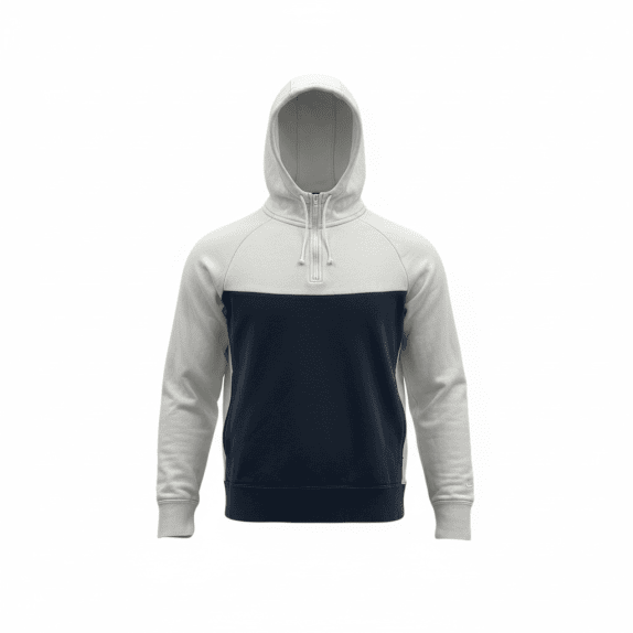 VINTAGE NIKE SB HALF ZIP HOODIE TWO TONE WHITE BLUE MENS S
