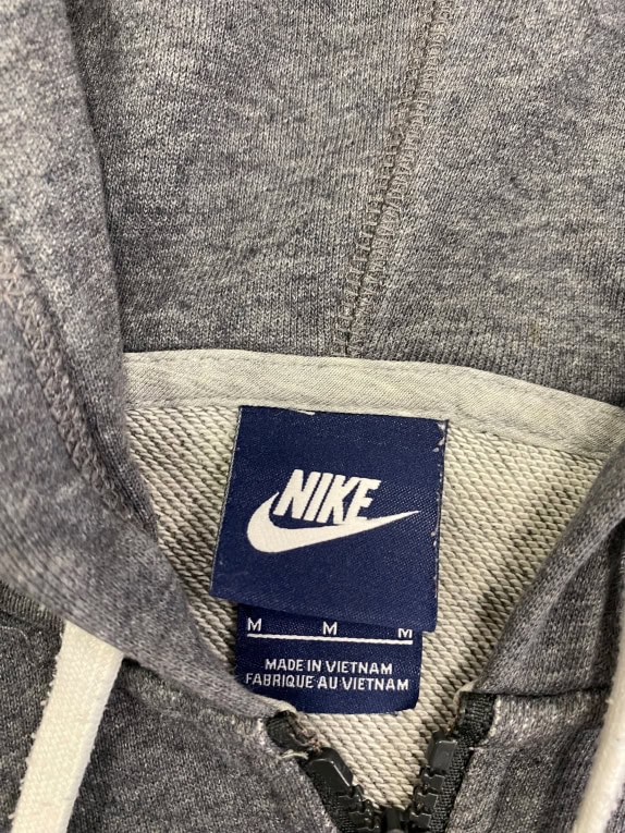 VINTAGE NIKE FULL ZIP HOODIE LOGO GREY MEN'S M