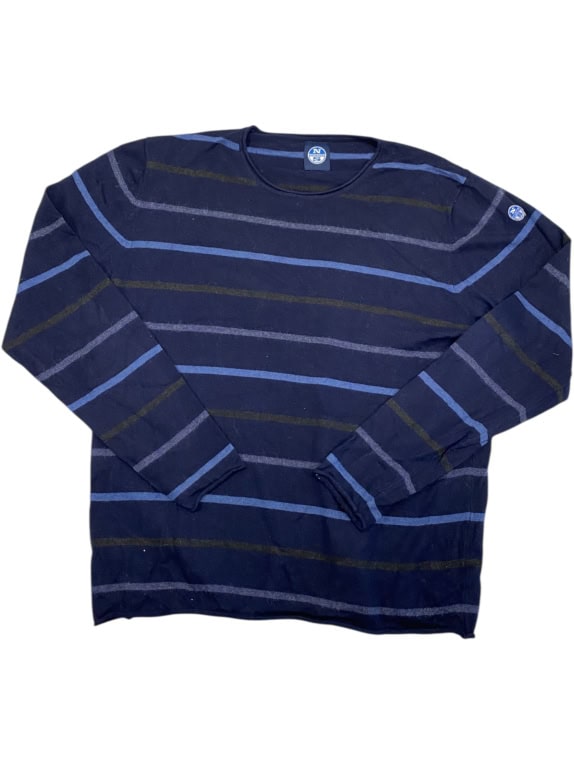 VINTAGE NORTH SAILS KNIT SWEATER STRIPED BLUE MEN XL