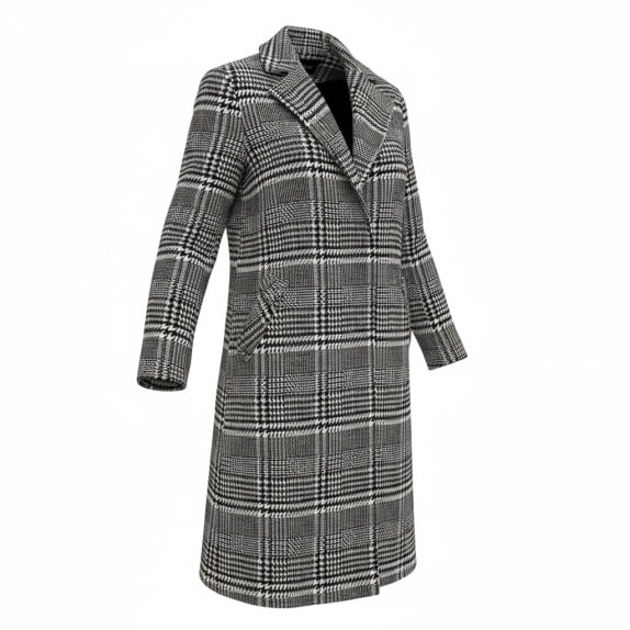 VINTAGE  CHECKERED HOUNDSTOOTH COAT WHITE BLACK WOMEN L
