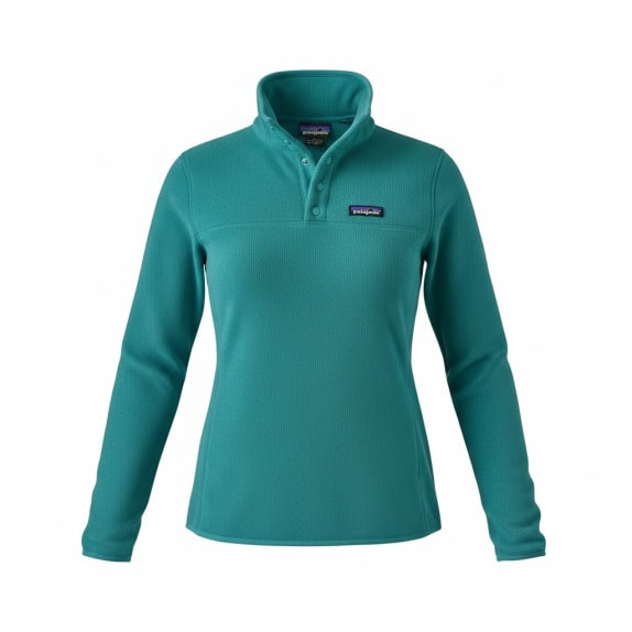 VINTAGE PATAGONIA pile pullover con bottoni verde acqua da donna L