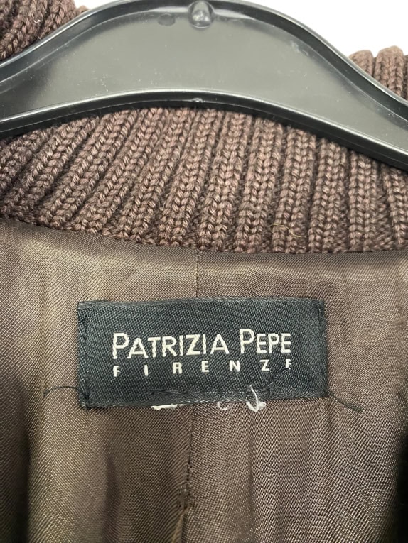 VINTAGE PATRIZIA PEPE ΠΑΛΤΟ ΜΕ ΠΛΕΚΤΟ ΓΙΑΚΑ ΚΑΙ ΤΣΕΠΕΣ ΚΑΦΕ ΓΥΝΑΙΚΕΙΟ S