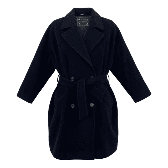 Cappotto vintage Penny Black con cintura e bottoni blu scuro da donna L XL