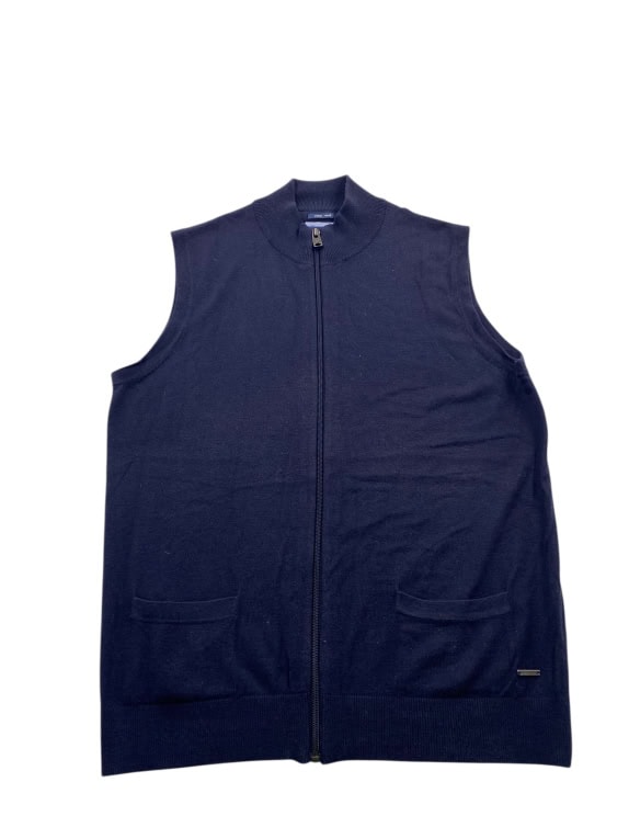 VINTAGE PIERRE CARDIN ΠΛΕΚΤΟ ΓΙΛΕΚΟ ΜΕ ΦΕΡΜΟΥΑΡ ΜΠΛΕ ΣΚΟΥΡΟ ΑΝΔΡΙΚΟ L