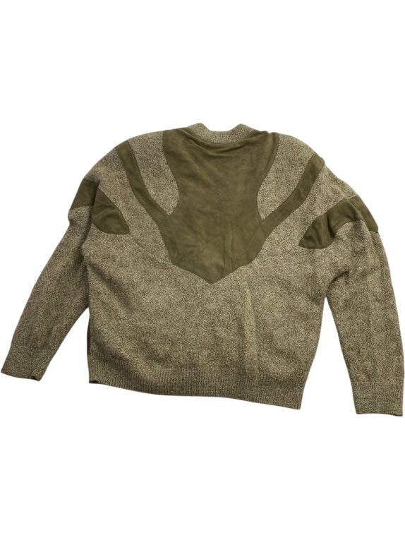 VINTAGE KNIT CARDIGAN WITH SUEDE DETAILS OLIVE / BROWN MEN'S L