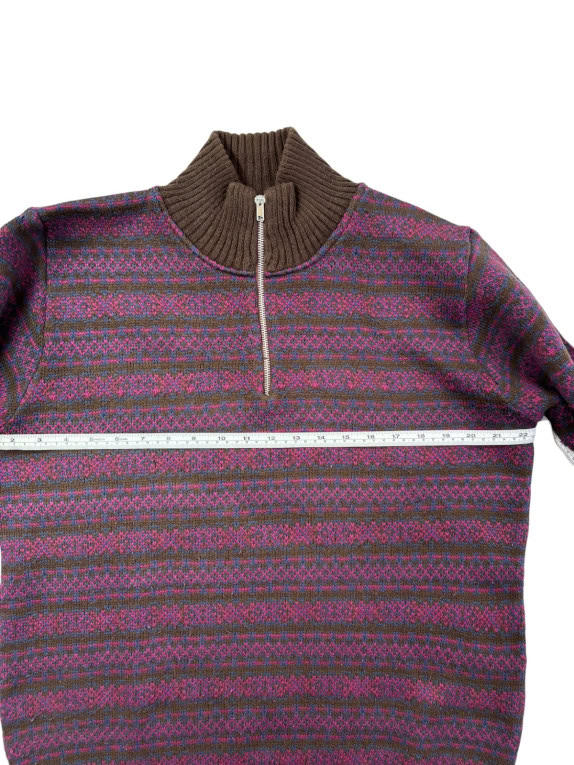 VINTAGE ΠΛΕΚΤΟ HALF ZIP RETRO ΜΩΒ ΚΑΦΕ UNISEX PRE OWNED