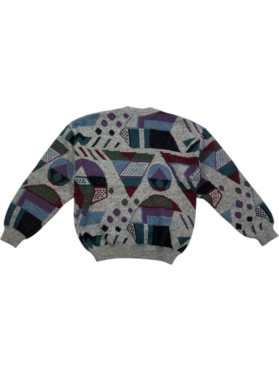 Vintage Πλεκτό Πουλόβερ Geometric Pattern Πολύχρωμο Unisex XS