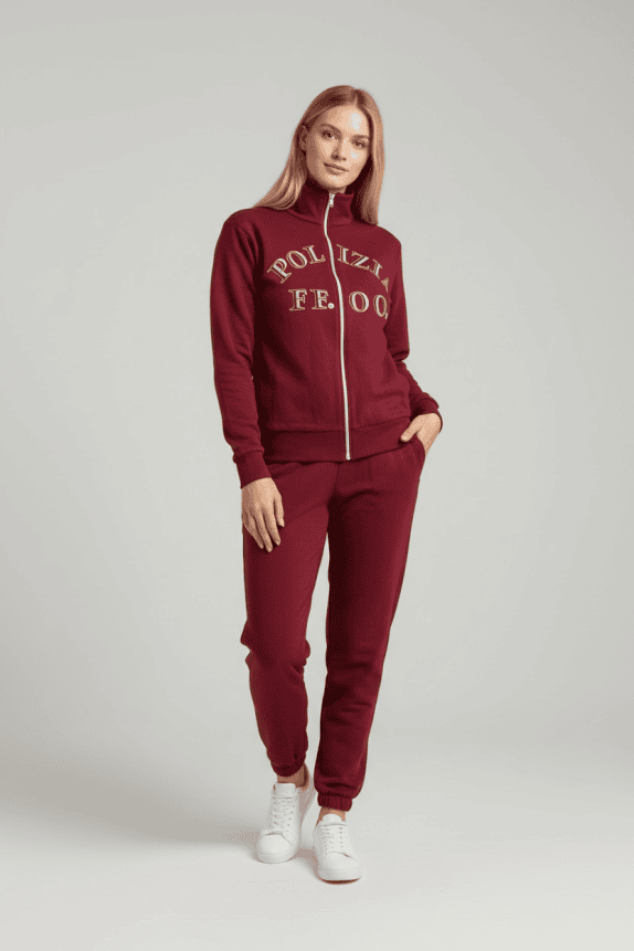 Vintage Polizia Tracksuit Set Burgundy Unisex L