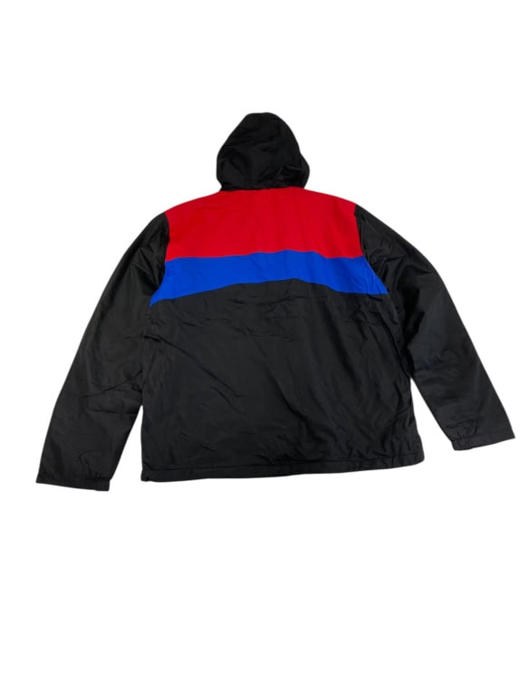 VINTAGE PORSCHE ΑΝτιανεμικο jacket ΜΕ ΚΟΥΚΟΥΛΑ COLORBLOCK ΜΑΥΡΟ ΚΟΚΚΙΝΟ ΜΠΛΕ ΑΝΔΡΙΚΟ L