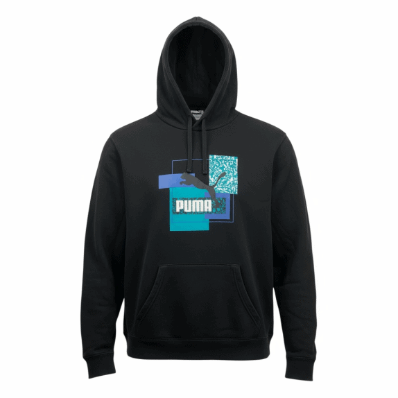 VINTAGE PUMA HOODIE GRAPHIC PRINT ΜΑΥΡΗ ΑΝΔΡΙΚΗ M